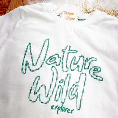  Conj. Camiseta Nature Wild e Bermuda - Off White e Verde
